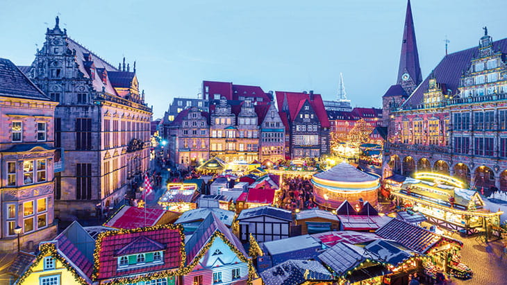 A view over Bremen Christmas Market, Germany